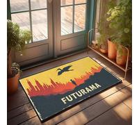FZFN Zerbino per ingresso di casa Futurama: un ragazzo, uccello e paesaggio urbano, zerbino per ingresso di casa, decorazione portico primaverile (65 x 90 cm)