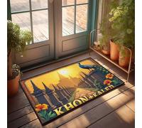 FZFN Zerbino primaverile per ingresso esterno con sentiero dorato verso l'illuminismo: Khon + caleidoscopio di luci, zerbino decorativo per veranda e camera da letto dei ragazzi (40 x 60 cm)