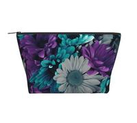 FZGGWYHL Beauty case da viaggio con stampa di fiori viola e foglia di tè, Nero , Taglia unica, Organizer per borse