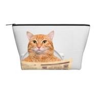 FZGGWYHL Beauty case da viaggio con stampa di giornale e gattino, borsa da viaggio per cosmetici, Nero , Taglia unica, Organizer per borse