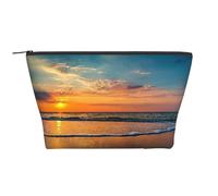 FZGGWYHL Beauty case da viaggio con stampa tramonto e onde sulla spiaggia, Nero , Taglia unica, Organizer per borse
