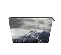 FZGGWYHL Beauty case da viaggio in pelle stampata con lupo solitario Snow Mountain, con cerniera, organizer da viaggio, Argento, Taglia unica