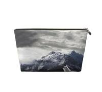 FZGGWYHL Beauty case da viaggio in pelle stampata con lupo solitario Snow Mountain, con cerniera, organizer da viaggio, Oro, Taglia unica