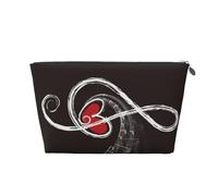FZGGWYHL Beauty case da viaggio in pelle stampata con simboli musicali e scritta "Love", con cerniera, organizer da viaggio, Argento, Taglia unica