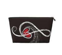 FZGGWYHL Beauty case da viaggio in pelle stampata con simboli musicali e scritta "Love", con cerniera, organizer da viaggio, Oro, Taglia unica