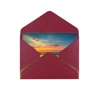 FZGGWYHL Biglietto di auguri stampato con tramonto con onda sulla spiaggia con busta Biglietto di auguri decorativo