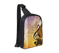 FZGGWYHL Borsa a tracolla con stampa di note musicali per pianoforte e violino, doppia tasca diagonale