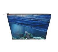 FZGGWYHL Borsa da viaggio con stampa di tartaruga marina su e sopra il corallo, borsa da viaggio per cosmetici, Nero , Taglia unica, Organizer per borse