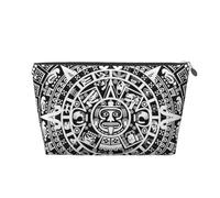 FZGGWYHL Borsa da viaggio in pelle stampata con calendario Maya End of The World, borsa da toeletta con cerniera, organizer da viaggio, Argento, Taglia unica
