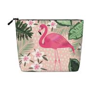 FZGGWYHL Borsa per il trucco in canapa finta stampata con fenicottero, Nero , Taglia unica, Organizer per borse