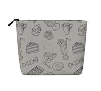 FZGGWYHL Borsa per il trucco in canapa finta stampata con tè pomeridiano nero, Nero , Taglia unica, Organizer per borse