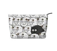 FZGGWYHL Borsa per il trucco in velluto a coste con stampa di pecore bianche e nere del fumetto, Nero , Taglia unica, Organizer per borse