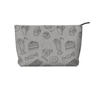 FZGGWYHL Borsa per il trucco in velluto a coste con stampa tè pomeridiano nero, Nero , Taglia unica, Organizer per borse