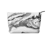 FZGGWYHL Borsa per il trucco in velluto a coste stampata in marmo bianco e nero, Nero , Taglia unica, Organizer per borse