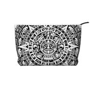 FZGGWYHL Borsa porta trucchi in velluto a coste con stampa con calendario Maya End of The World, Nero , Taglia unica, Organizer per borse