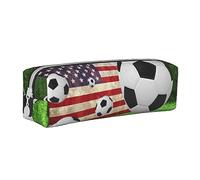 FZGGWYHL Calcio USA Bandiera Americana stampata Penna caso di cuoio portatile cancelleria sacchetto di stoccaggio matita Pouch, bianco, Taglia unica, Portamonete