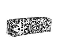 FZGGWYHL Calendario Maya Fine del Mondo Stampato in Pelle Penna caso di cancelleria portatile sacchetto di stoccaggio Matita Pouch, bianco, Taglia unica, Portamonete