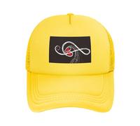 FZGGWYHL Cappellino da baseball per adulti con stampa di simboli musicali e scritta "Love", regolabile, con caschette, copricapo per adulti, Giallo, 4-8
