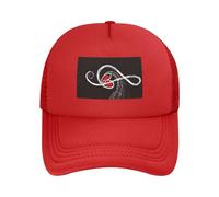 FZGGWYHL Cappellino da baseball per adulti con stampa di simboli musicali e scritta "Love", regolabile, con caschette, copricapo per adulti, Rosso, 4-8
