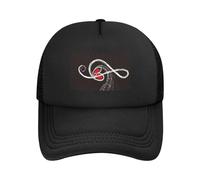FZGGWYHL Cappellino da baseball per adulti con stampa di simboli musicali e scritta "Love", regolabile, con caschette, copricapo per adulti, Nero , 4-8