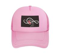 FZGGWYHL Cappellino da baseball per adulti con stampa di simboli musicali e scritta "Love", regolabile, con caschette, copricapo per adulti, rosa, 4-8