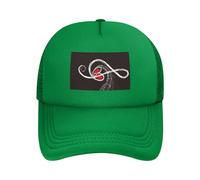 FZGGWYHL Cappellino da baseball per adulti con stampa di simboli musicali e scritta "Love", regolabile, con caschette, copricapo per adulti, Verde, 4-8