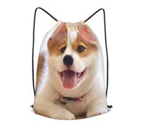 FZGGWYHL Carino Corgi stampato coulisse cinghia pack sport bag zaino casual, Nero , S