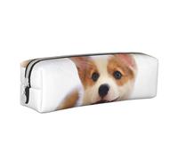 FZGGWYHL Carino Corgi stampato penna caso di cuoio portatile cancelleria sacchetto di stoccaggio matita sacchetto, bianco, Taglia unica, Portamonete