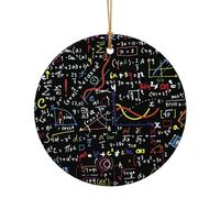 FZGGWYHL Ciondolo rotondo in ceramica stampata con formula matematica per albero di Natale da appendere in diverse dimensioni