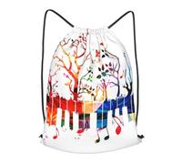 FZGGWYHL Colorful Piano Tastiera Musica Nota Stampato Coulisse Strap Pack Sport Bag Zaino Casual, Nero , S
