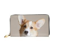 FZGGWYHL Corgi - Pochette da viaggio in pelle stampata con cane, colore: beige