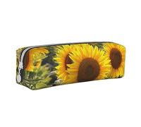 FZGGWYHL Giallo Girasole Floreale Stampato Custodia Penna in Pelle Portatile Cancelleria Sacchetto di Stoccaggio, bianco, Taglia unica, Portamonete
