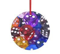 FZGGWYHL Gioco Dadi Set Stampato Alluminio Rotondo Pendente Decorazione di Natale Hanging