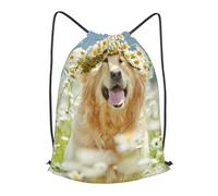 FZGGWYHL Golden Retriever Dog stampato coulisse cinghia pack sport bag zaino casual, Nero , S