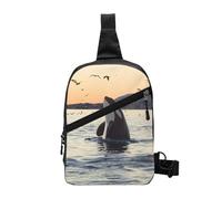 FZGGWYHL Killer Whale stampato pacchetto petto diagonalmente Crossbody Bag