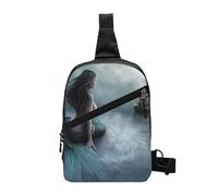 FZGGWYHL Mermaid Lady And Sailing on Sea Pirate Ship stampato petto pacchetto diagonalmente Crossbody Bag