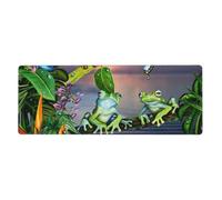 Fzggwyhl Molte rane cantano sui rami estate farfalle lago acqua stampato tappetino per mouse protezione desktop pad tastiera