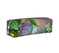 FZGGWYHL Molte rane cantano sui rami Summer Butterflies Lake Water custodia in pelle stampata astuccio per cancelleria portatile astuccio per matite, bianco, Taglia unica, Portamonete
