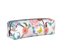 FZGGWYHL Romantico fantasia floreale uccelli farfalla stampato in pelle penna caso portatile cancelleria borsa di stoccaggio matita sacchetto, bianco, Taglia unica, Portamonete