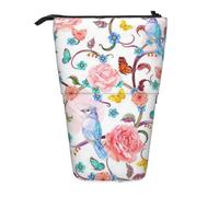 FZGGWYHL Romantico fantasia floreale uccelli farfalla stampato matita telescopica portatile cancelleria sacchetto di immagazzinaggio