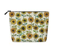FZGGWYHL Romantico girasoli stampato finto canapa trucco borsa quotidiana Storage Bag, Nero , Taglia unica, Organizer per borse