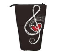 FZGGWYHL Sacchetto telescopico portatile per cancelleria con stampa di simboli musicali e scritta "Love"