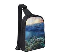 FZGGWYHL Sea Turtle Floating Up and Over Coral stampato petto bag doppia tasca diagonalmente Crossbody Bag