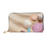 FZGGWYHL Shells on The Beach - Portafoglio da viaggio in pelle stampata con conchiglie sulla spiaggia, pochette neutra