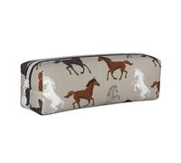 FZGGWYHL Simpatico Cavallo Stampato Custodia in Pelle Penna Cassa Portatile Cancelleria Sacchetto di Stocc, bianco, Taglia unica, Portamonete