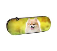 FZGGWYHL Simpatico cucciolo di cane nel parco primaverile stampato in pelle astuccio portatile cancelleria sacchetto di stoccaggio