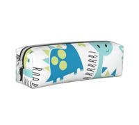 FZGGWYHL Simpatico dinosauro stampato in pelle penna caso di cancelleria portatile sacchetto di stoccaggio matita Pouch, bianco, Taglia unica, Portamonete