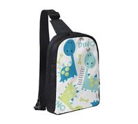 FZGGWYHL Simpatico dinosauro stampato petto Bag Doppia tasca diagonalmente Crossbody Bag