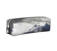 FZGGWYHL Snow Mountain Lone Wolf custodia in pelle stampata astuccio per cancelleria portatile astuccio per matite, bianco, Taglia unica, Portamonete