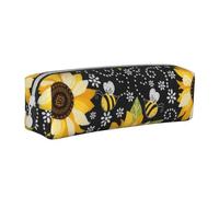 FZGGWYHL Sunflower Bees custodia per penne in pelle stampata astuccio portatile cancelleria borsa di stoccaggio matita Pouch, bianco, Taglia unica, Portamonete